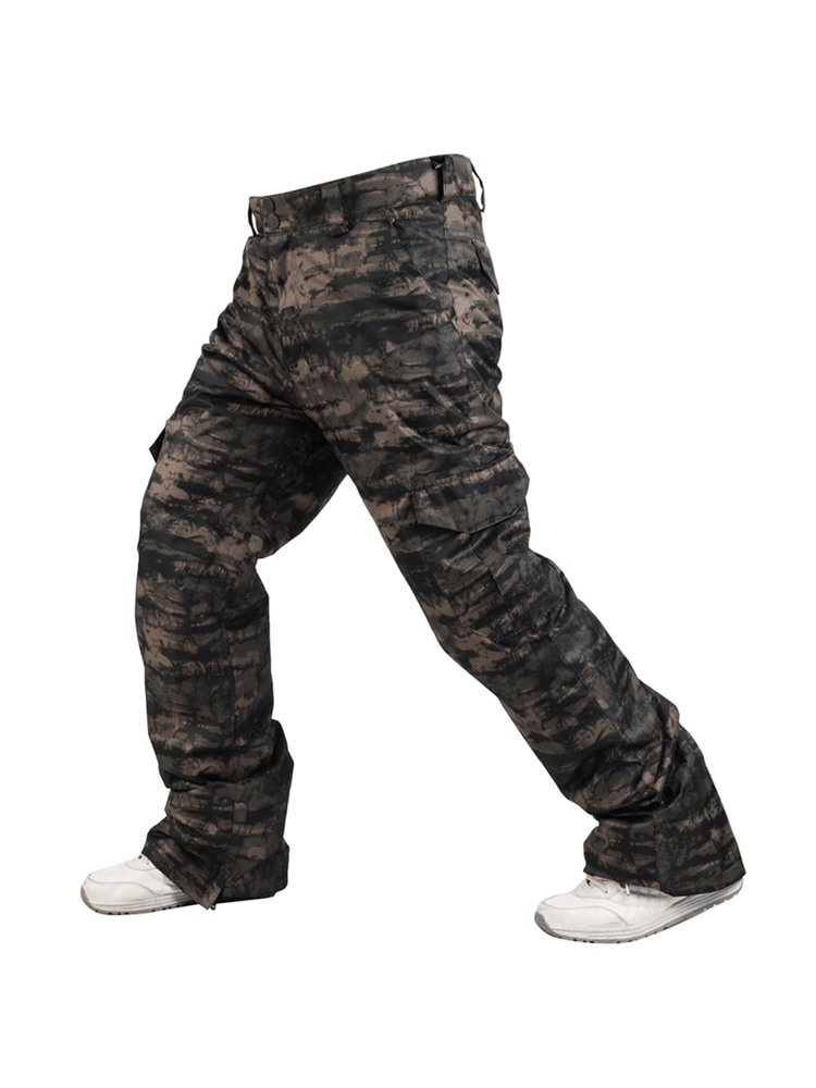 Men's waterproof windproof insulated sports pants in camo design, SF0733, ideal for winter sports like skiing and snowboarding.