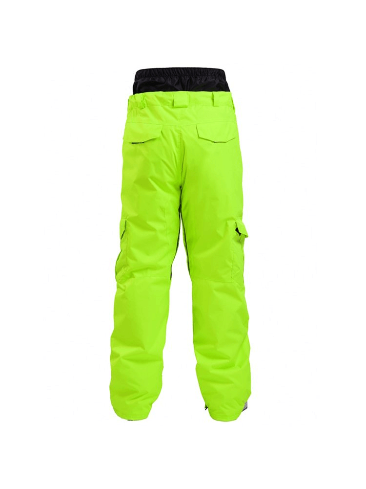Neon green waterproof windproof insulated sports men's pants, SF0733, ideal for winter sports, snowboarding, and skiing.