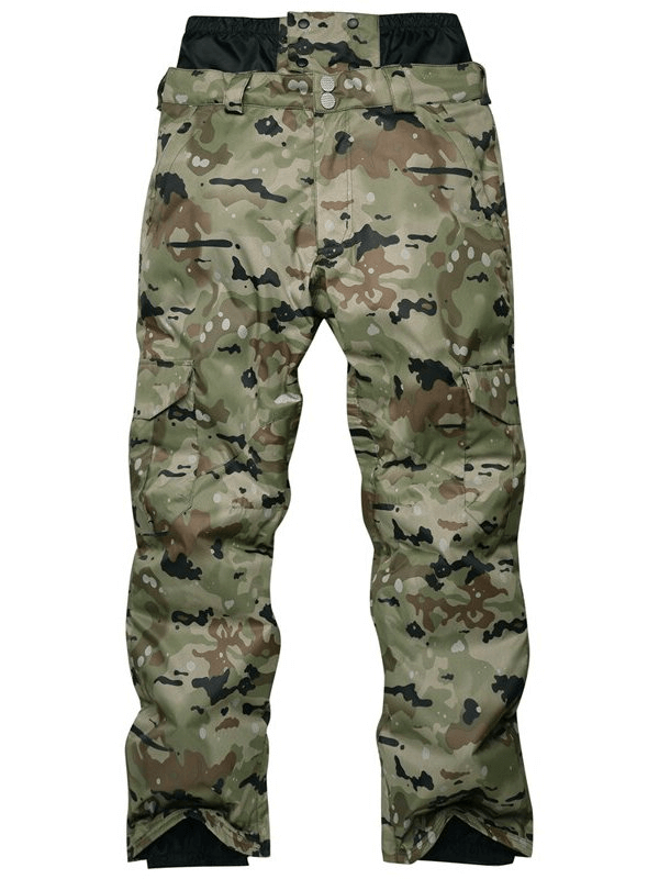 Waterproof windproof insulated camo men's pants ideal for winter sports like snowboarding or skiing. Cotton material, stylish and durable.