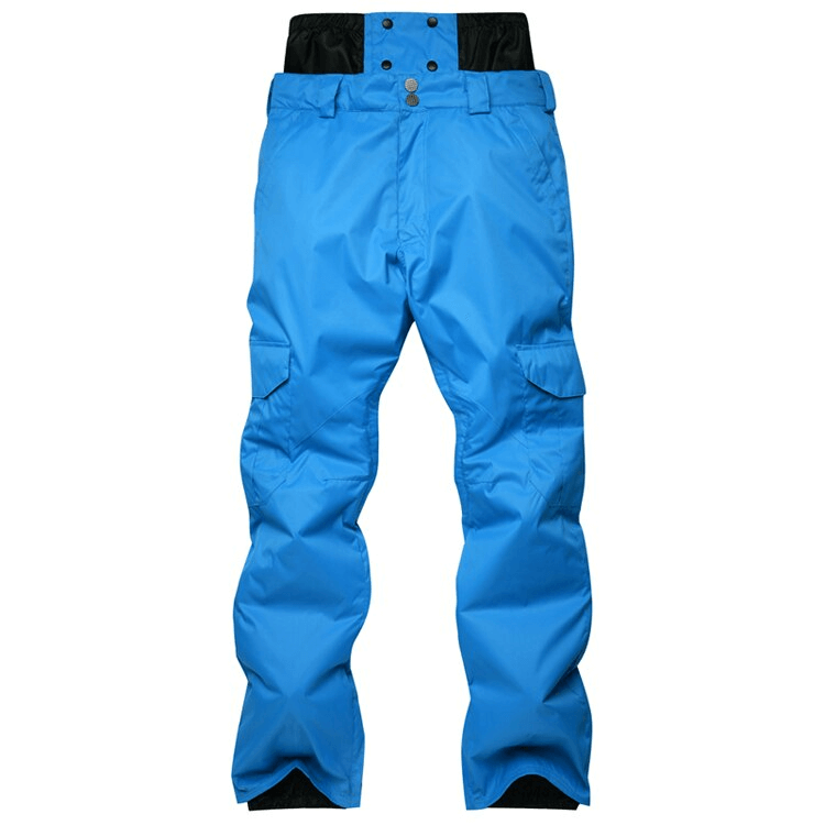 Blue waterproof windproof insulated sports men's pants for winter snowboarding.