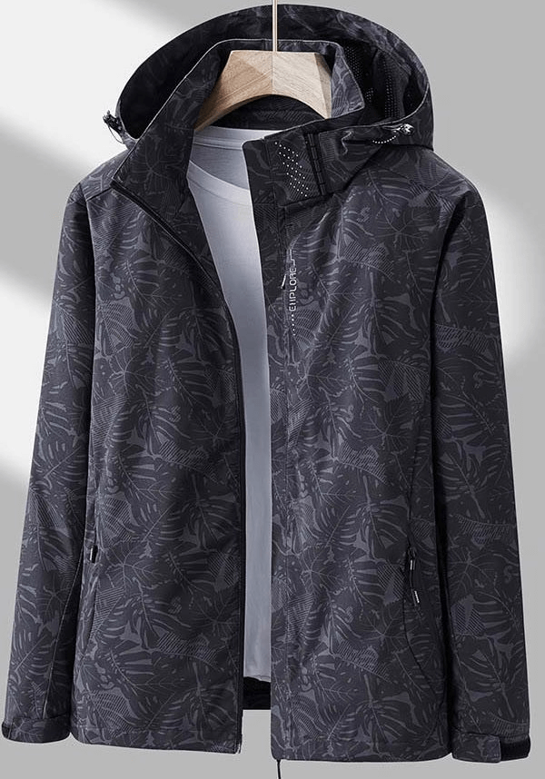 Men's waterproof windproof quick-dry jacket with hood, ideal for hiking and outdoor activities. SF0306 design.