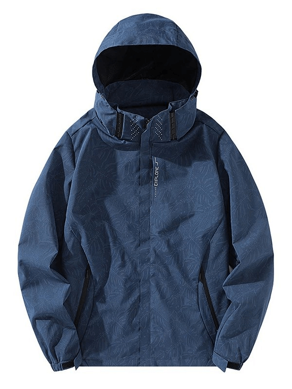 Blue men's waterproof, windproof quick-dry jacket with hood, perfect for hiking and outdoor activities - SF0306.