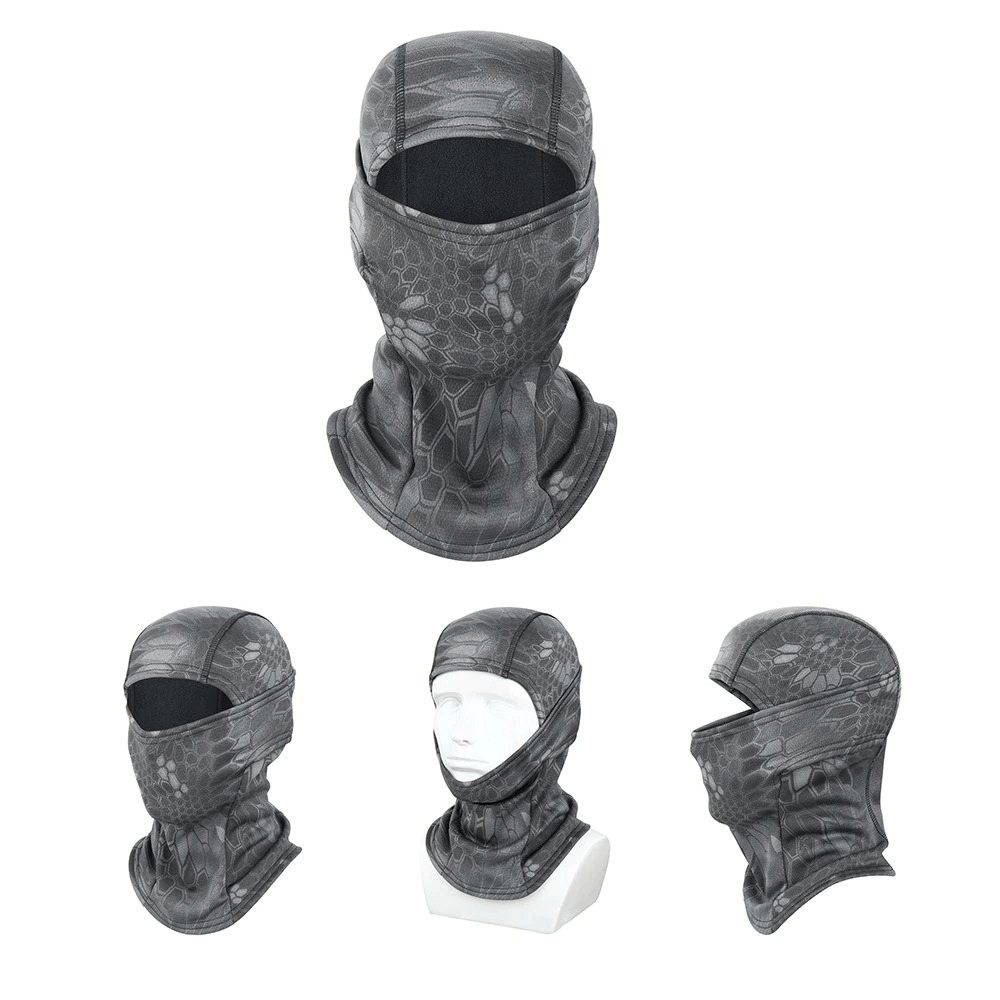 Windproof camouflage balaclava-scarf for full face protection, ideal for outdoor use, unisex, featuring soft polyester material.