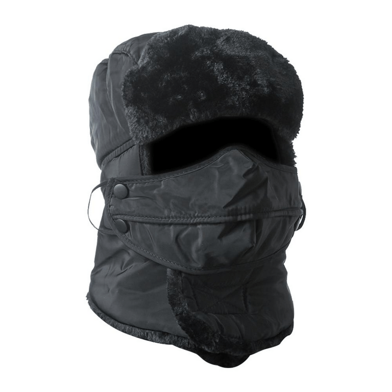 Winter windproof mountain ski cap with earflap and closed neck, unisex bomber hat SF0953 for cold weather protection
