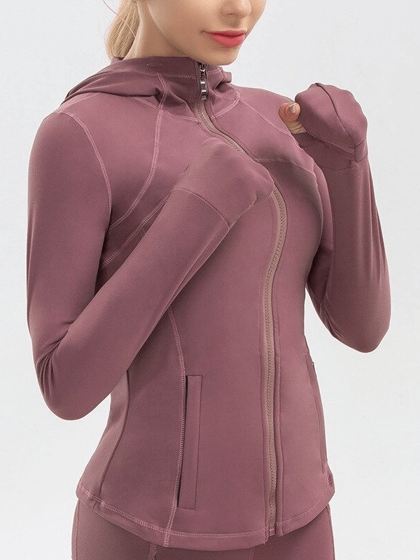 Women's long-sleeve quick-drying sports shirt SF0140 in purple, ideal for yoga, featuring full sleeves and four-way stretch fabric.