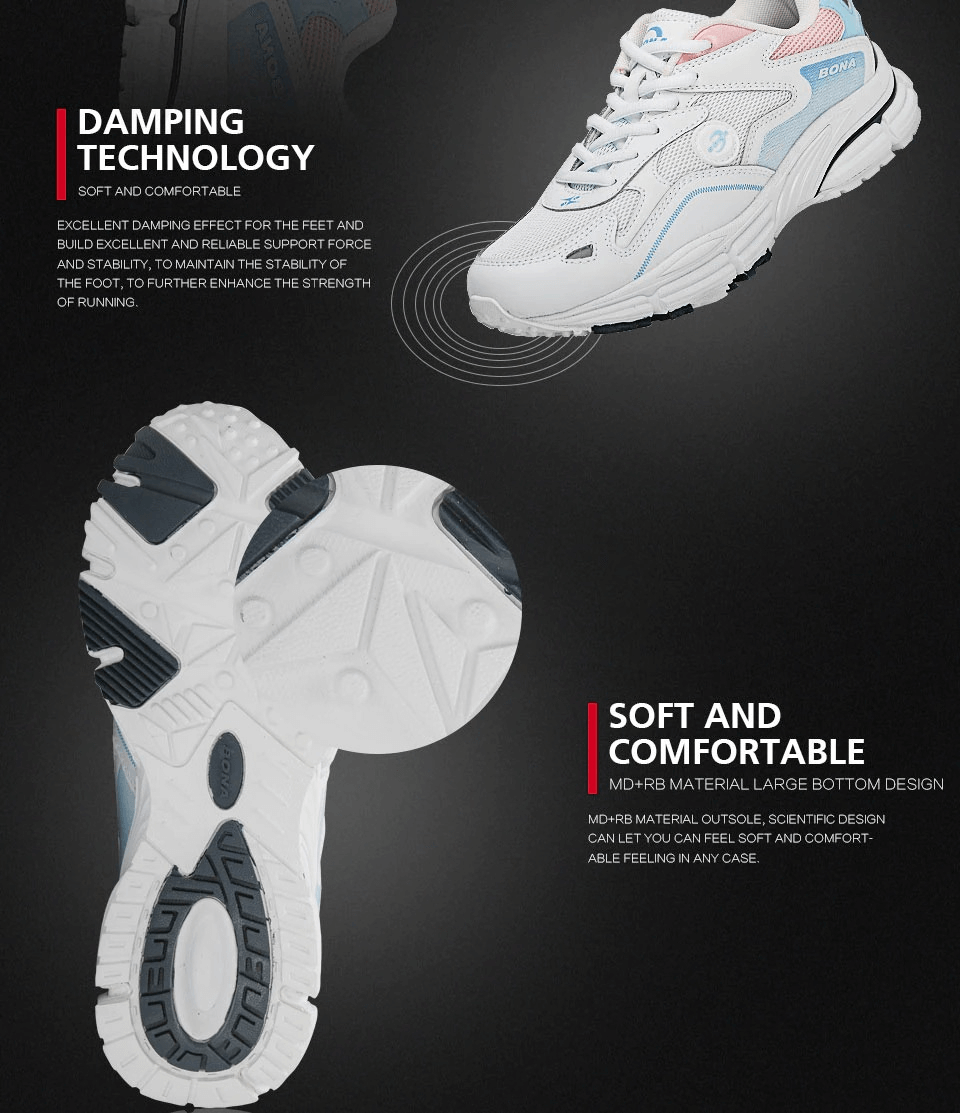 Women's breathable lightweight lace-up front running shoes with damping technology and flexible sole, ideal for comfort and stability.