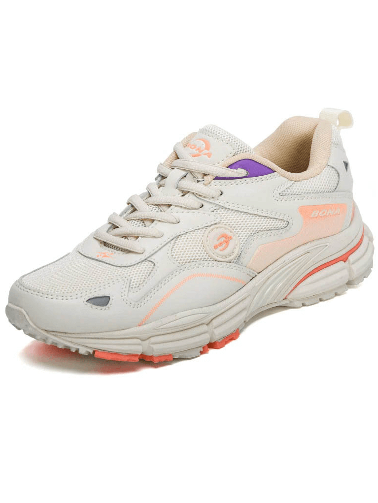 Women's breathable lightweight lace-up front running shoe SF0199 with flexible sole and durable fabric, in soft colors.