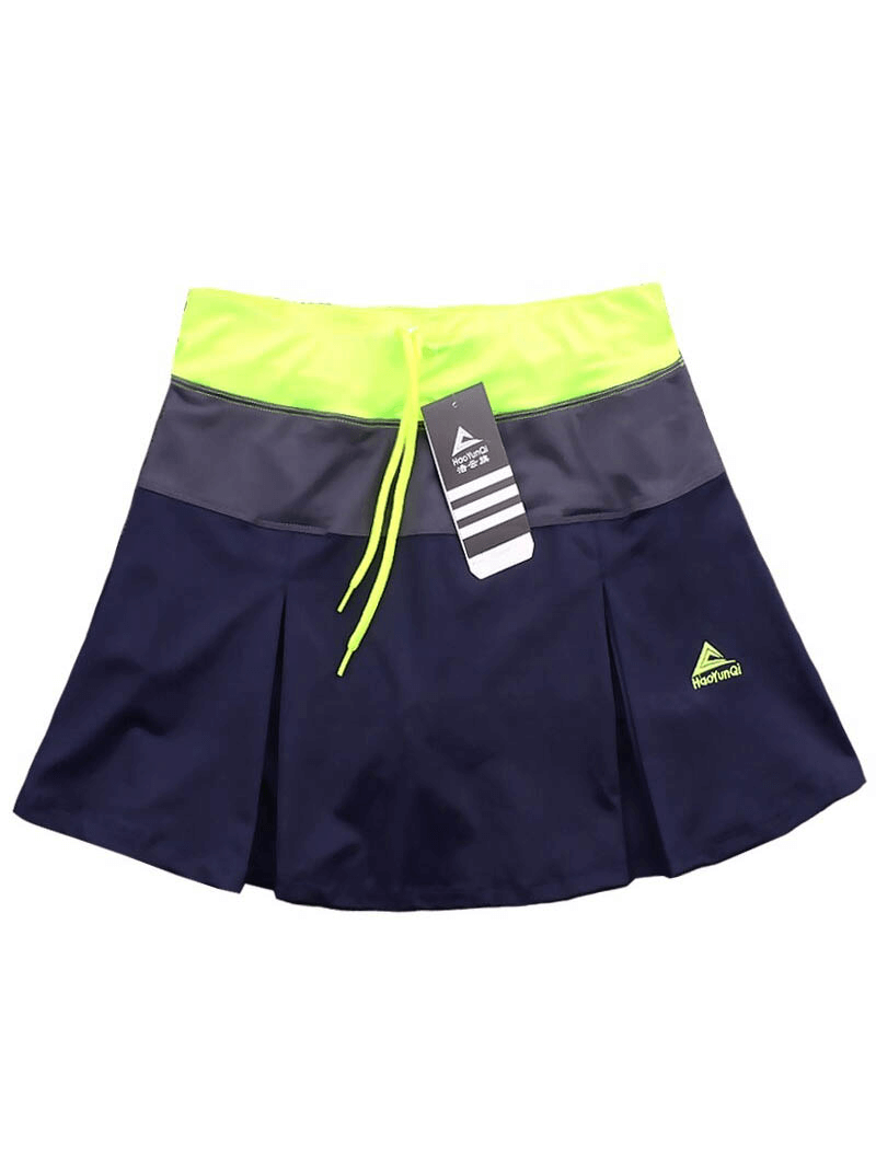 Women's navy tennis skirt-shorts with waistband and pocket, perfect for sports activities like tennis and gym workouts, SKU: SF0217.