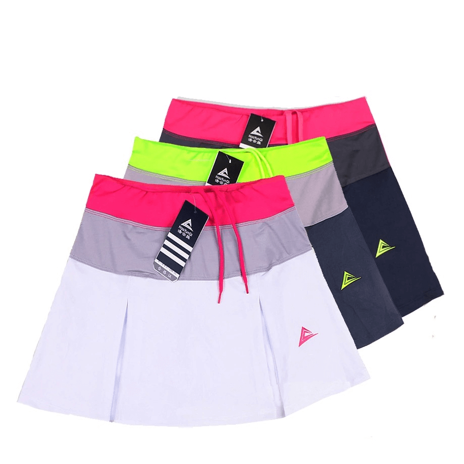 Women's Breathable Tennis Skirt-Shorts With Pocket in White, Deep Gray, and Navy - Stylish activewear for sports and fitness. SKU: SF0217