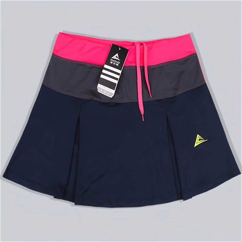 Women's breathable tennis skirt-shorts with pocket in navy, pink, and gray - SF0217. Ideal for sports like tennis and running.