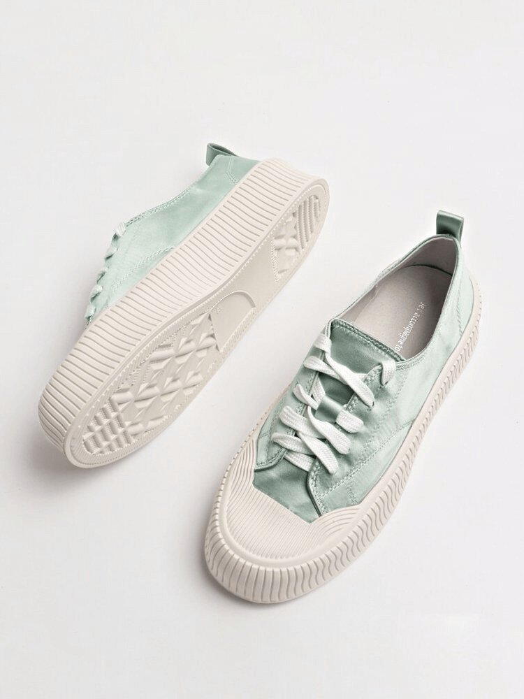 Women's Casual Lace Up Sports Shoes in Mint with Thick Flat Sole - SF1008