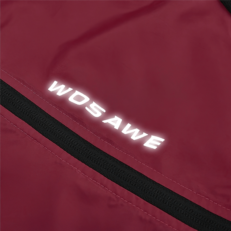 Women's cycling windproof vest in red with reflective logo WOSAWE, designed for visibility and durability.