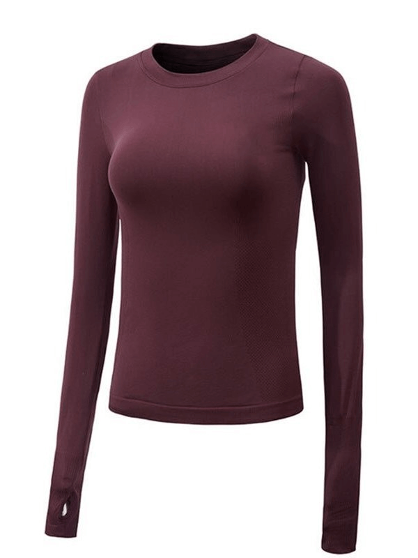 Women's Elongated Long Sleeves Tops / Slim Sports Tops with Finger Holes - SF0074