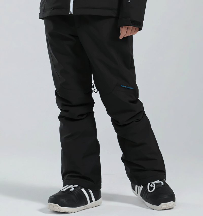 Women's high waist snow pants with waterproof zipper pockets, perfect for skiing, featuring durable Oxford fabric and zipper fly closure.