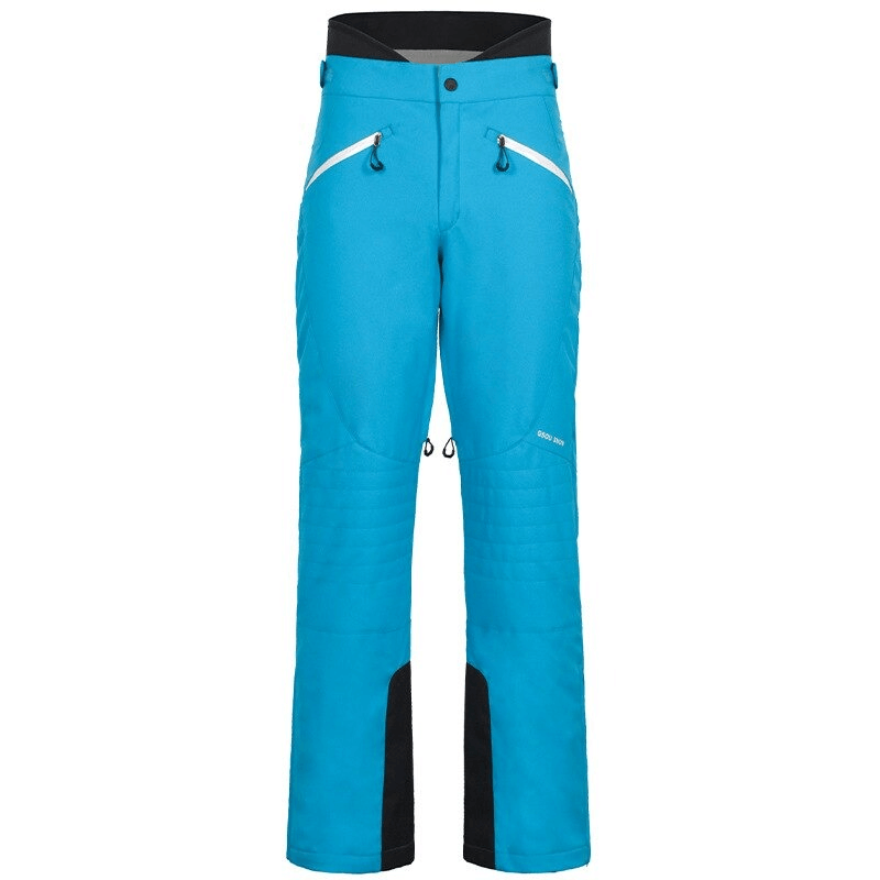 Women's high waist snow pants, blue with waterproof zipper pockets, perfect for skiing, style SF0694, durable Oxford fabric.
