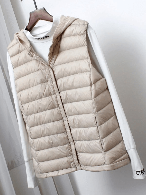 Women's Lightweight Vests With Buttons / Casual Vests with Knitted Hood - SF0103
