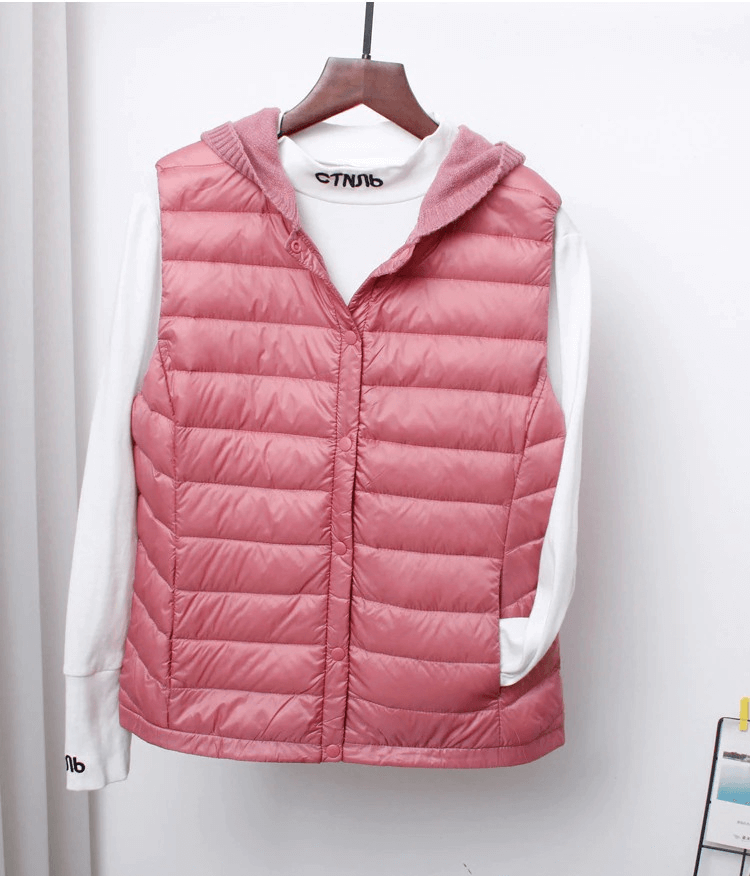 Women's Lightweight Vests With Buttons / Casual Vests with Knitted Hood - SF0103