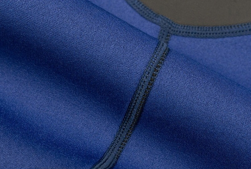 Close-up of Women's Neoprene One-piece Thermal Thickened Wetsuit SF0695, showcasing durable stitching and smooth blue neoprene fabric.