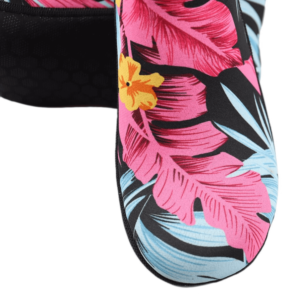 Colorful women's neoprene diving socks with floral print, non-slip design. Perfect for surfing, hiking, outdoor activities. Style SF0347.