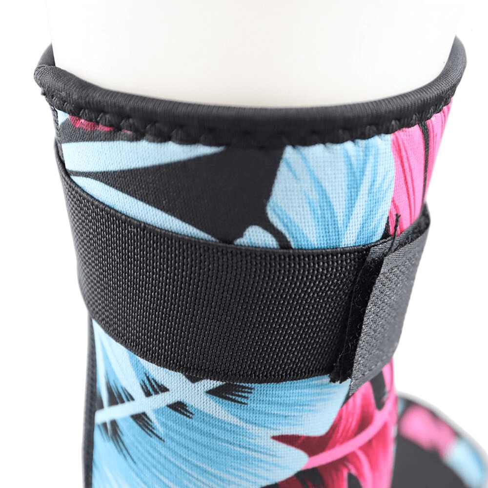 Women's Neoprene Printed Diving Socks with floral pattern and non-slip design for surfing and outdoor activities.