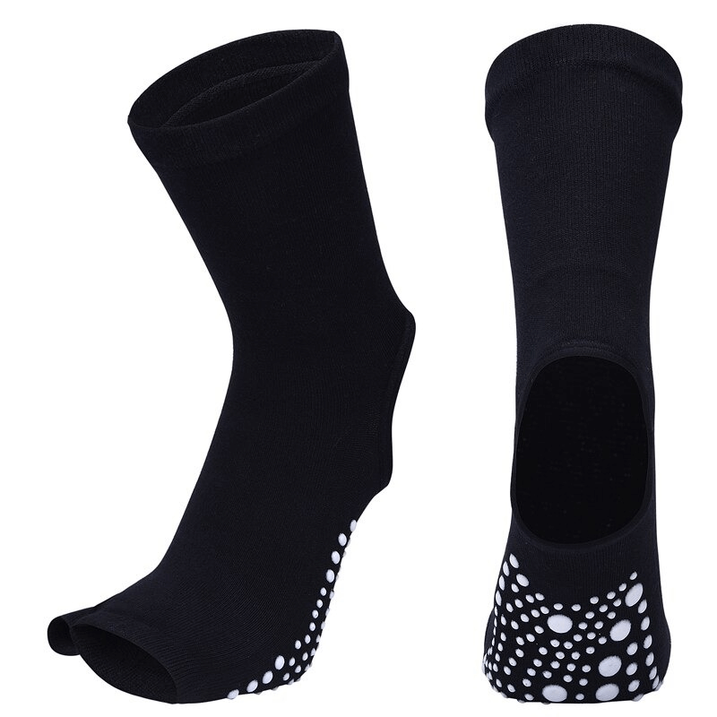 Women's open toe non-slip yoga socks with silicone sole for better grip, perfect for yoga, ballet, and fitness.