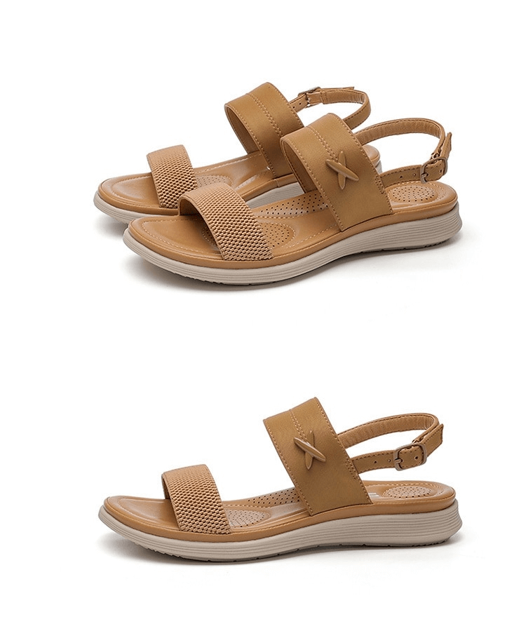 Women's Outdoor Flat Beach Sandals in PU Leather with Buckle Strap and TPR Outsole, SF0985, perfect for casual wear.