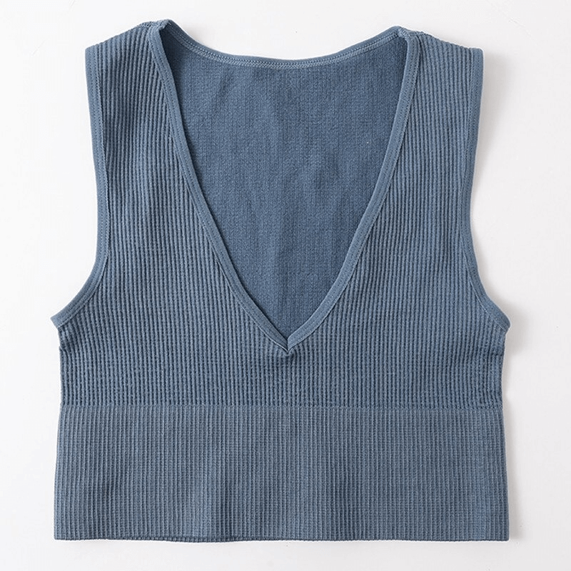 Women's Ribbed Seamless Tank Top / Sexy Female Deep V-neck Top - SF0034