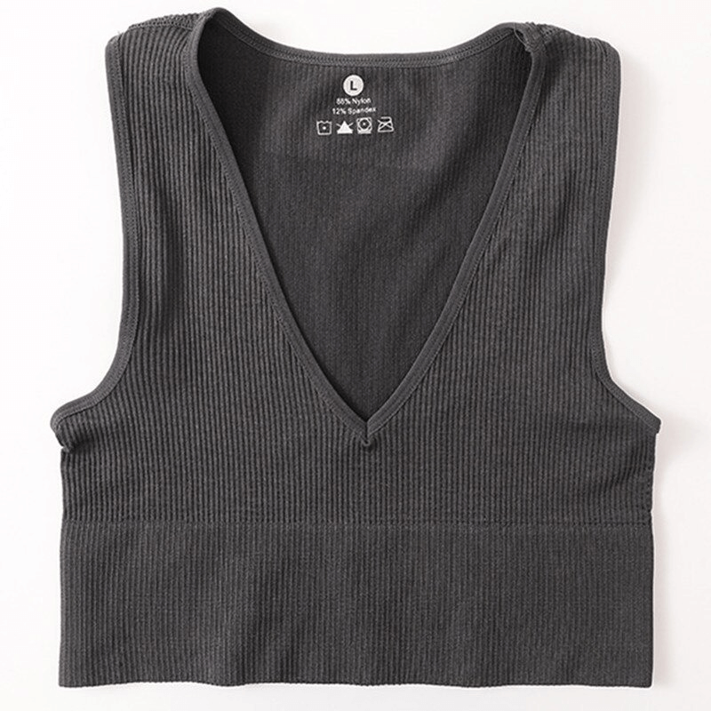 Women's Ribbed Seamless Tank Top / Sexy Female Deep V-neck Top - SF0034