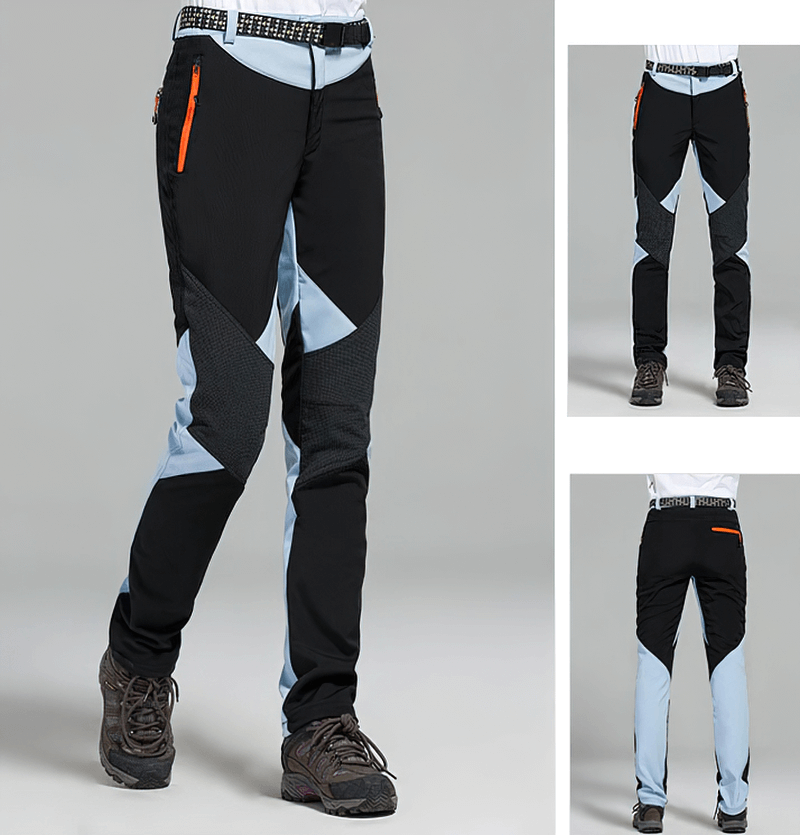 Women's Softshell Skiing Pants - Durable, thermal, windproof fleece trousers with zipper, ideal for outdoor trekking in stylish colors.