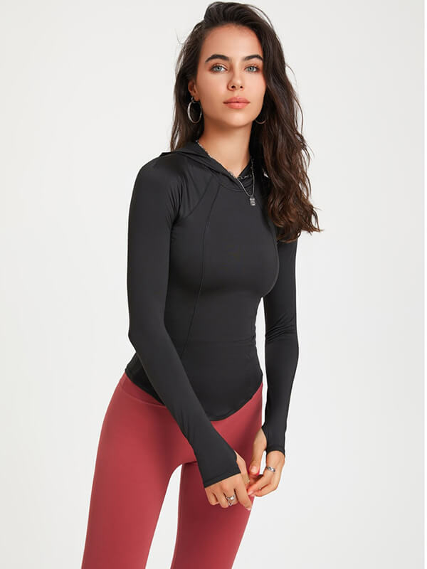 Women's Sports Slim Hoodie / Quick Dry Fitness Top with Hood - SF1238