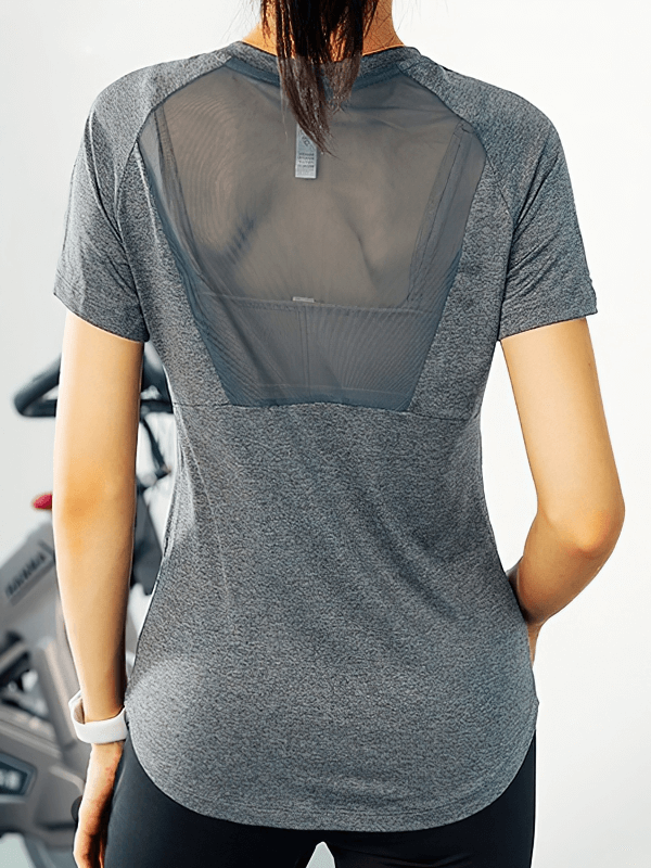 T-shirt de sport pour femme avec dos en maille / T-shirt respirant à séchage rapide pour l'entraînement - SPF0040 