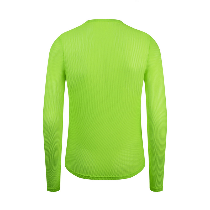 Bright green women's ultralight long sleeve cycling base layer top, perfect for breathability and comfort during rides.