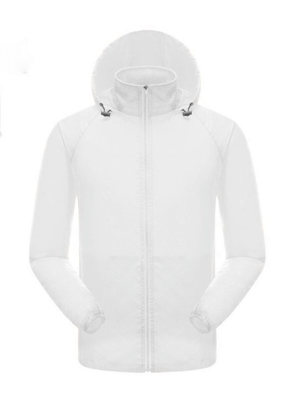 Women's waterproof windbreaker jacket with hood and zippered pockets, perfect for quick-drying and sun protection - SF0008