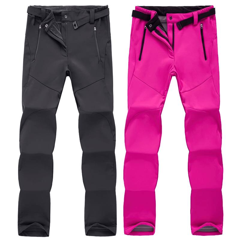Women's waterproof sports pants in black and pink, fleece hiking clothes, SF0705. Durable, breathable, and perfect for outdoor adventures.