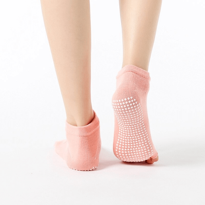 Chaussettes antidérapantes en coton à doigts ouverts pour femme Yoga - SPF0329 