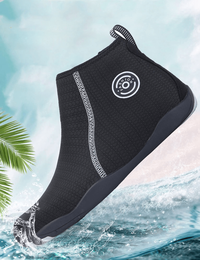 Breathable water shoes with zipper, perfect for swimming and outdoor sports, featuring non-slip outsoles and comfortable mesh design.