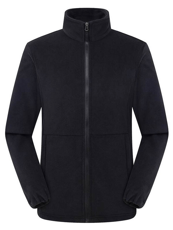 Men's black zipper fleece hiking jacket, warm and windproof, ideal for outdoor sports and activities - model SF0353.