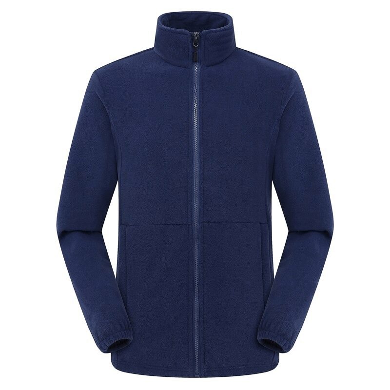 Men's navy blue zipper fleece hiking jacket, warm and windproof outdoor sportswear, SF0353