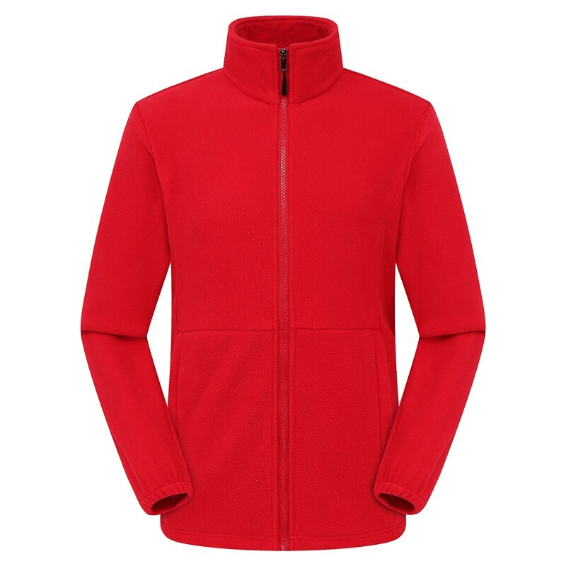 Red Zipper Fleece Hiking Jacket for Men - Warm Windproof Outdoor Sportswear