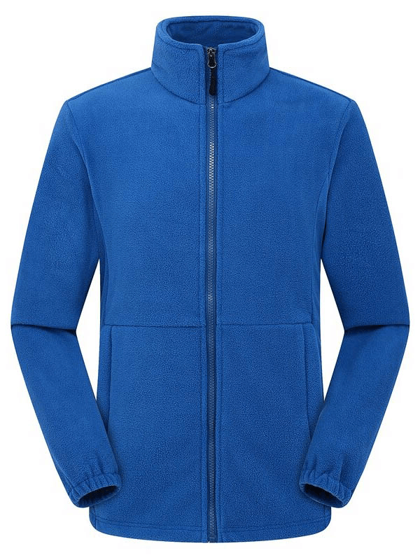 Men's blue zipper fleece hiking jacket, windproof and thermal sportswear SF0353.